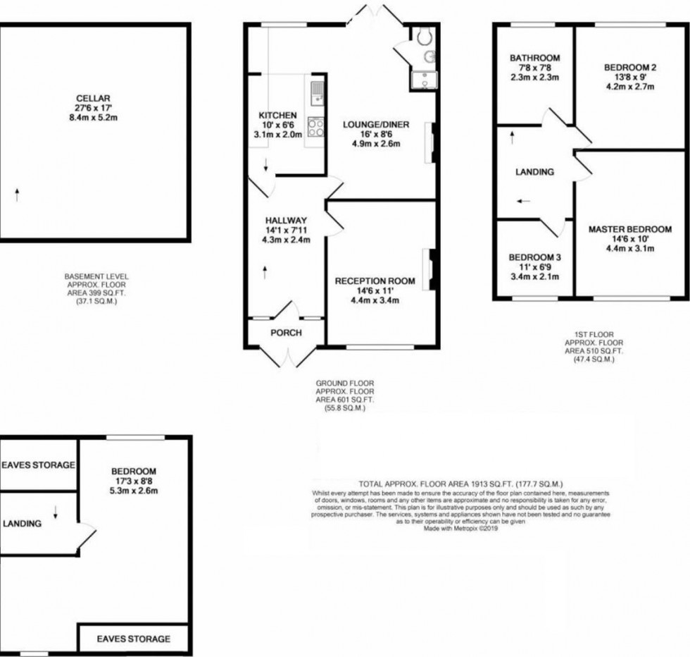 Floorplan for Eccleston Crescent, Romford