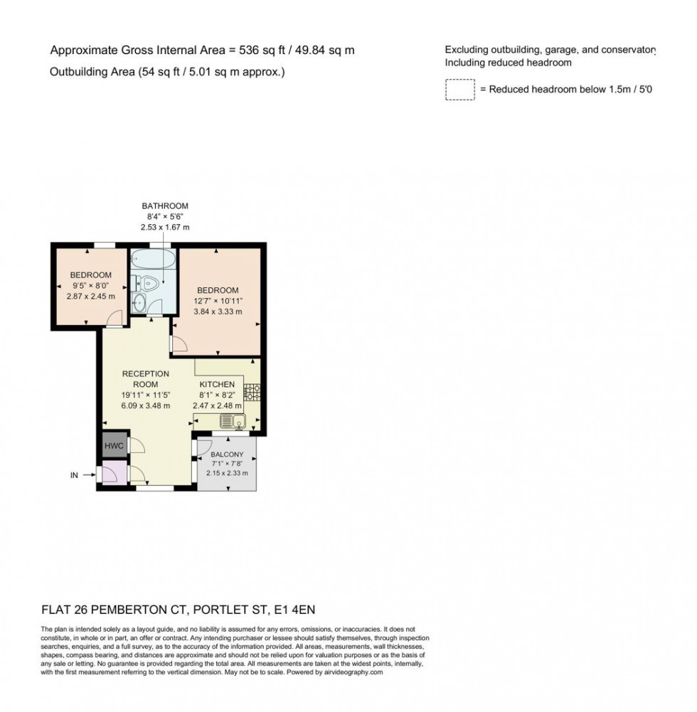 Floorplan for Flat 26, 39 Pemberton Court