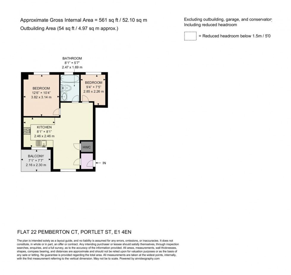 Floorplan for Flat 22 Pemberton Court, 39 Portlet Street